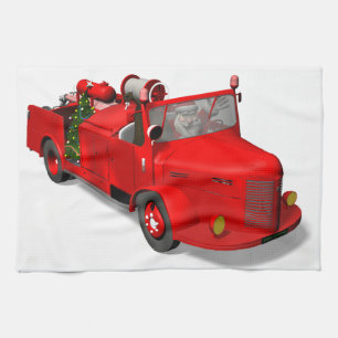 Sweet Santa Claus in Fire Motor Küchentuch