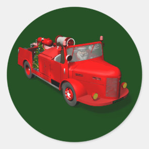 Sweet Santa Claus in Fire Motor Runder Aufkleber