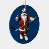 Sweet Santa Claus Lieben Ice Hockey Keramikornament (Rechts)