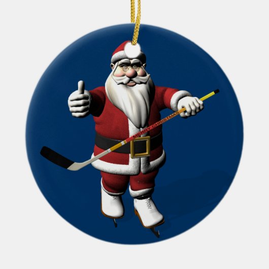 Sweet Santa Claus Lieben Ice Hockey Keramikornament (Vorne)