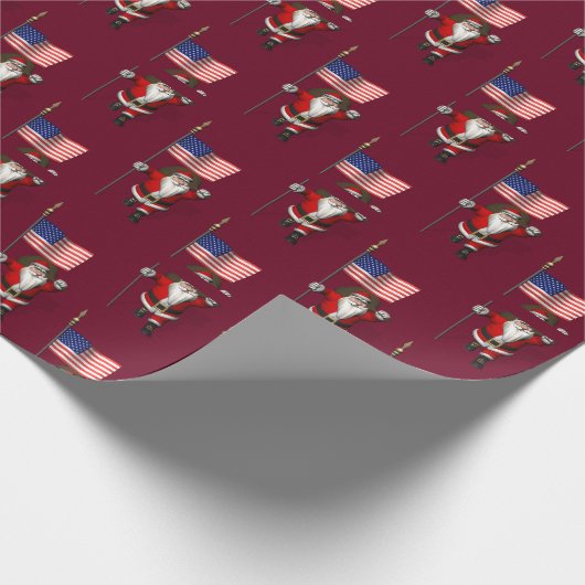 Sweet Santa Claus mit Fahne aus den USA Geschenkpapier (Ecke)