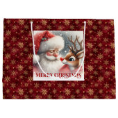 Sweet Santa Claus Rudolph Winter Holiday Gift Bag Große Geschenktüte (Rückseite)