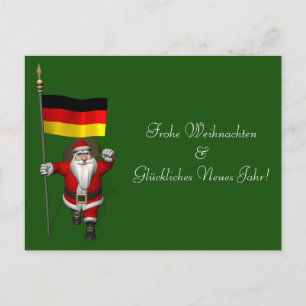 Sweet Santa Claus With Ensign Of Germany Feiertagspostkarte