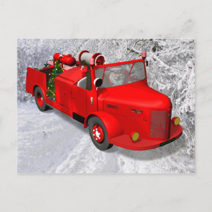 Sweet Santa Firefighter Feiertagspostkarte