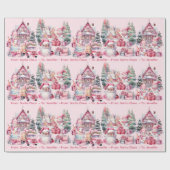 Sweet Santa Land in Pink Girl's Name Weihnachten Geschenkpapier (Flach)