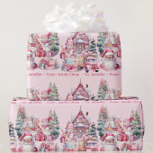 Sweet Santa Land in Pink Girl's Name Weihnachten Geschenkpapier