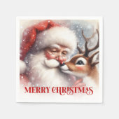 Sweet Santa Rudolph Holiday Christmas Napkins Set Serviette (Vorderseite)