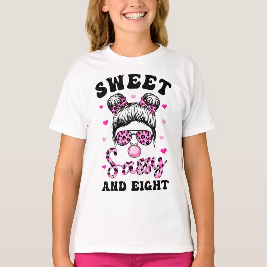 Sweet Sassy and Aight Messy Bun Leopard Sonnenbril T-Shirt (Vorderseite)