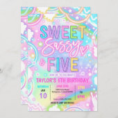 Sweet Sassy And Five Neon Rainbow 5th Birthday Einladung (Vorne/Hinten)