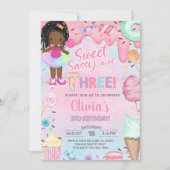 Sweet sassy and three girl 3rd birthday invitation einladung (Vorderseite)