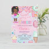 Sweet sassy and three girl 3rd birthday invitation einladung (Stehend Vorderseite)
