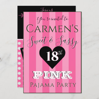Sweet & Sassy Pink Pajama Party Foto Einladung
