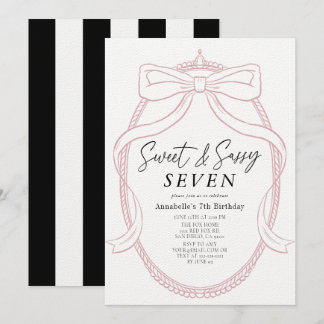 Sweet & Sassy Pink Tiara & Bow Girl Geburtstag Einladung