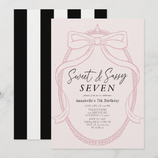 Sweet & Sassy Pink Tiara & Bow Girl Geburtstag Einladung