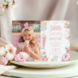 Sweet sassy und sechs pastellfarbene 6. Geburtstag Einladung