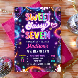 Sweet Sassy und Seven 7th Neon Glow Girl Geburtsta Einladung