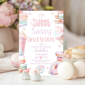 Sweet sassy und sieben pastellfarbene Süßigkeiten Einladung