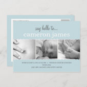 Sweet Scallops Birth Announcement - Baby Boy Ankündigungspostkarte (Vorne/Hinten)
