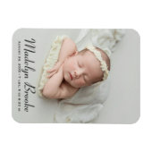 Sweet Script Baby Girl Foto Geburtsankündigung Magnet (Horizontal)