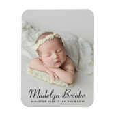 Sweet Script Baby Girl Foto Geburtsankündigung Magnet (Vertikal)
