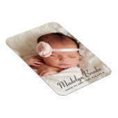 Sweet Script Baby Girl Foto Geburtsankündigung Magnet (Rechte Seite)