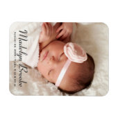 Sweet Script Baby Girl Foto Geburtsankündigung Magnet (Horizontal)