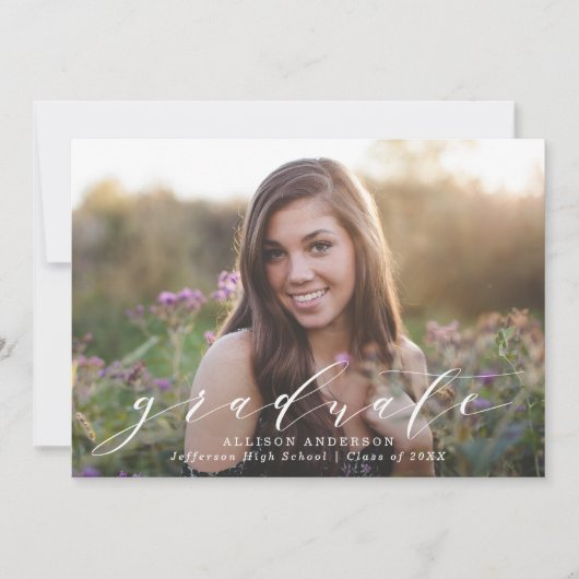 Sweet Script | Einladung der Foto Graduation Party (Vorderseite)