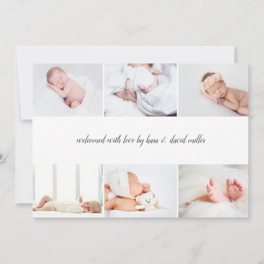 Sweet Script | Foto Collage Birth Ankündigung (Rückseite)