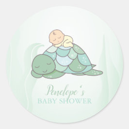 Sweet Sea Turtle Baby Dusche Runder Aufkleber