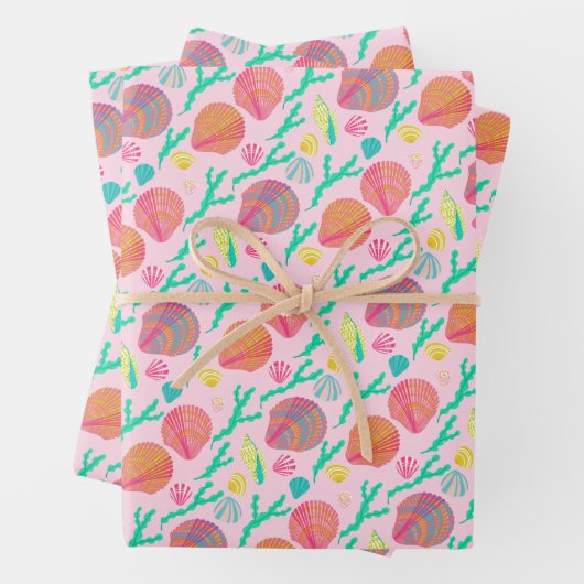 Sweet Seashells Hübsch rosa Muster Geschenkpapier Set (Beispiel)
