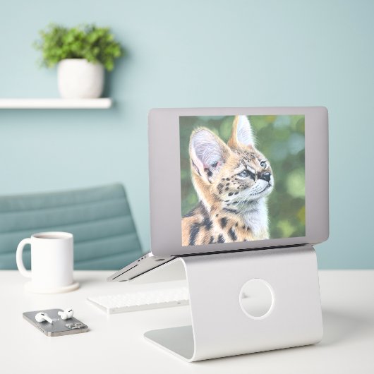 Sweet Serval Aufkleber (Laptop auf Schreibtisch)