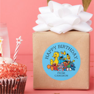 Sweet Sesame Street Pals Happy Birthday Gift Tag Runder Aufkleber