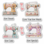 Sweet Sewing Machine Valentines Aufkleber (Vorderseite)