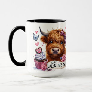 Sweet Shaggy Highland Cow Valentine Tasse