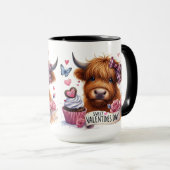 Sweet Shaggy Highland Cow Valentine Tasse (VorderseiteRechts)