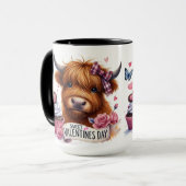 Sweet Shaggy Highland Cow Valentine Tasse (Vorderseite Links)