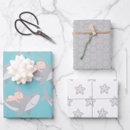 Sweet Shark Baby Dusche Packpapier Blatt Set