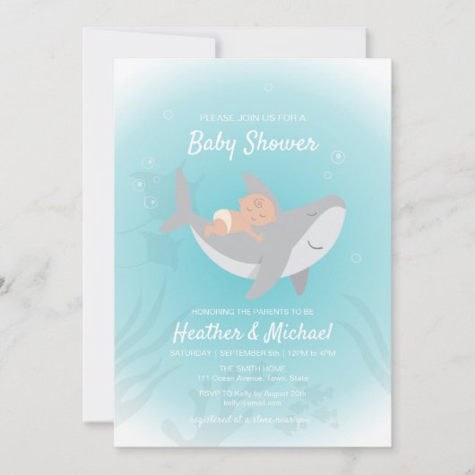 Sweet Shark Baby Shower Einladung (Vorderseite)