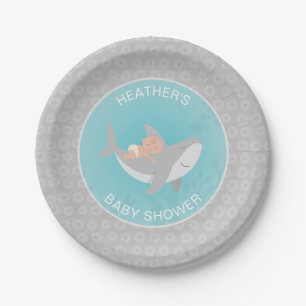 Sweet Shark Baby Shower Paper Plate Pappteller