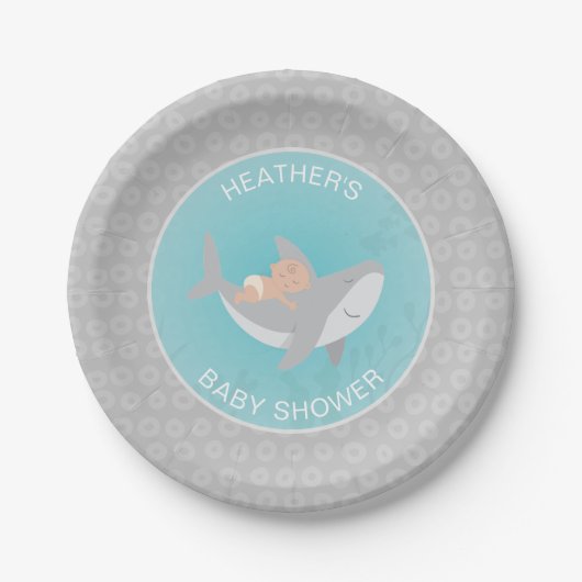 Sweet Shark Baby Shower Paper Plate Pappteller (Vorderseite)