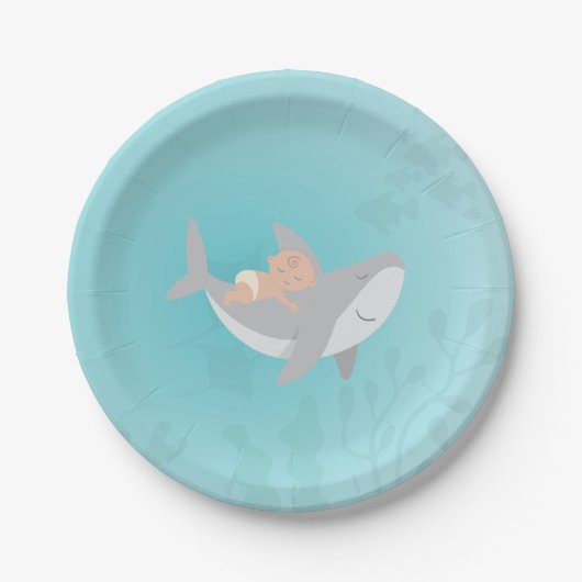 Sweet Shark Baby Shower Paper Plate Pappteller (Vorderseite)