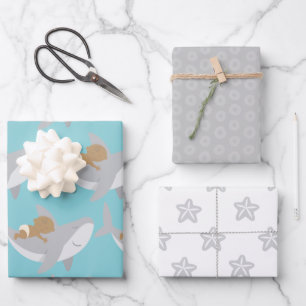 Sweet Shark Baby Showwrapping Paper Set Geschenkpapier Set