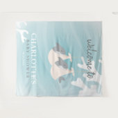 Sweet Shark Baby Twins Baby Shower Tapestes Wandteppich (Vorderseite (Horizontal))