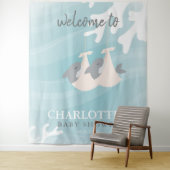 Sweet Shark Baby Twins Baby Shower Tapestes Wandteppich (Beispiel)