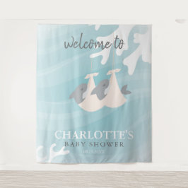 Sweet Shark Baby Twins Baby Shower Tapestes Wandteppich