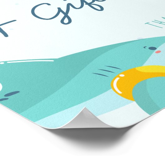 Sweet Shark Summer Boy Baby Shooting Cards & Gesch Poster (Ecke)