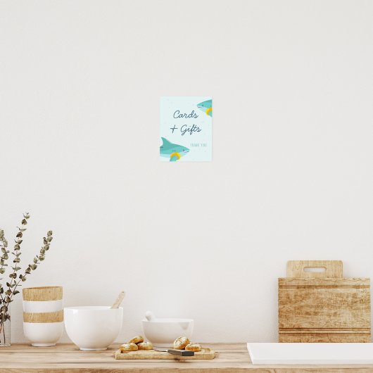 Sweet Shark Summer Boy Baby Shooting Cards & Gesch Poster (Küche)
