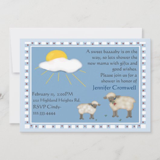 Sweet Sheep Baby Dusche Einladung (Vorderseite)