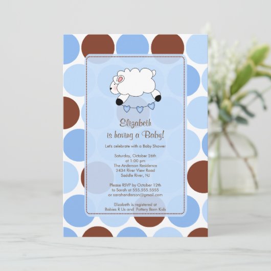 Sweet Sheep Boy Babydusche Einladung (Stehend Vorderseite)