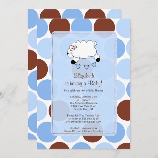 Sweet Sheep Boy Babydusche Einladung (Vorne/Hinten)